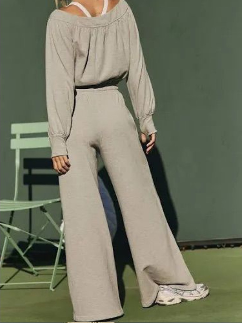 78.New Free People Movement One To Beat Onesie HeatherGrey Wide‑Leg Jumpsui - Picture 3 of 3